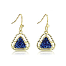 Load image into Gallery viewer, 3W1726E - Flash Gold+E-coating Brass Earring with Druzy in Capri Blue