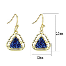 Load image into Gallery viewer, 3W1726E - Flash Gold+E-coating Brass Earring with Druzy in Capri Blue