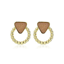 Load image into Gallery viewer, 3W1727E - Flash Gold+E-coating Brass Earring with Druzy in Rose Gold
