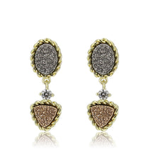Load image into Gallery viewer, 3W1728E - Flash Gold+E-coating Brass Earring with Druzy in MultiColor