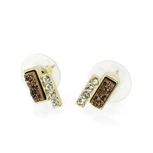 3W1729E - Flash Gold+E-coating Brass Earring with Druzy in Multi Color