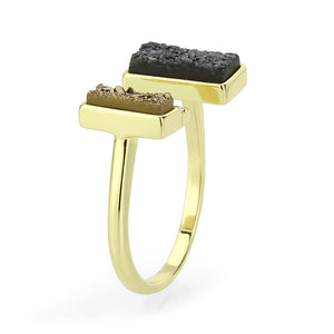 3W1729 - Flash Gold+E-coating Brass Ring with Druzy in MultiColor