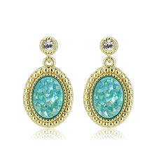 Load image into Gallery viewer, 3W1731E - Flash Gold+E-coating Brass Earring with Druzy in Sea Blue