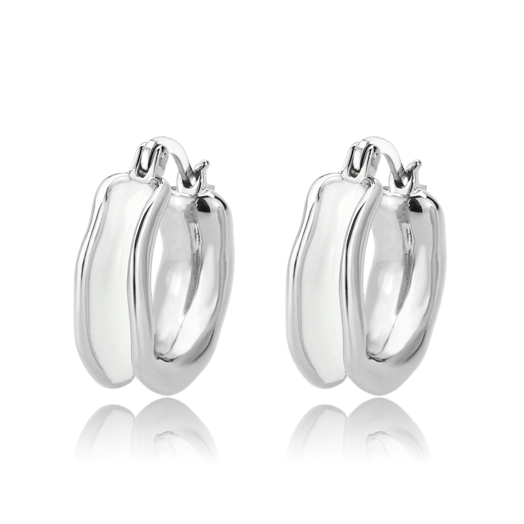 3W1737 - Imitation Rhodium Brass Earring with Epoxy in No Stone