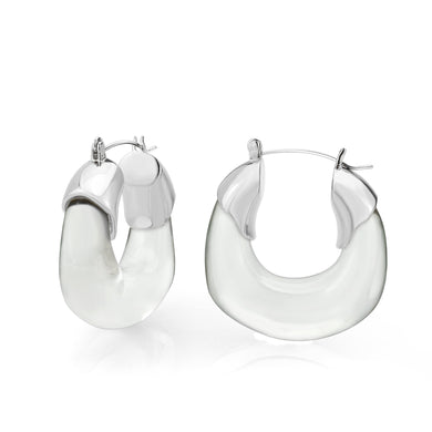 3W1738 - Imitation Rhodium Brass Earring with Synthetic in Clear