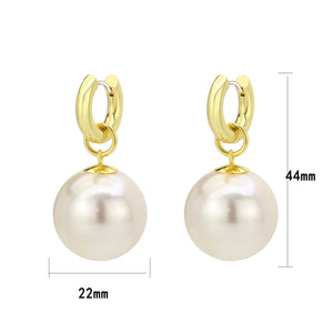 3W1741G - Flash Gold Brass Earring with Synthetic in White