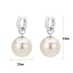 3W1741 - Imitation Rhodium Brass Earring with Synthetic in White