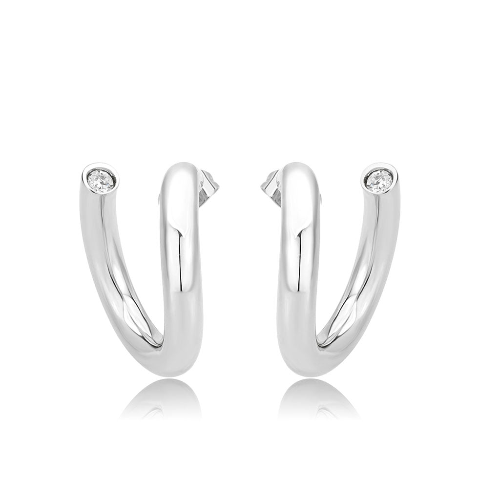 3W1742 - Imitation Rhodium Brass Earring with NoStone in No Stone