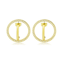 Load image into Gallery viewer, 3W1744G - Flash Gold Brass Earring with AAA Grade CZ in Clear