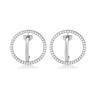 3W1744 - Imitation Rhodium Brass Earring with AAA Grade CZ in Clear