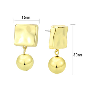 3W1750G - Flash Gold Brass Earring with NoStone in No Stone