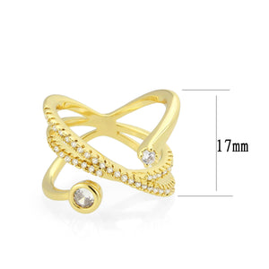 3W1766G - Flash Gold Brass Ring with AAA Grade CZ in Clear