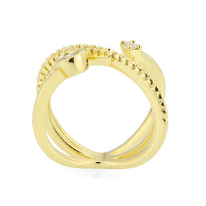 3W1766G - Flash Gold Brass Ring with AAA Grade CZ in Clear