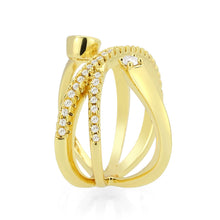 Load image into Gallery viewer, 3W1766G - Flash Gold Brass Ring with AAA Grade CZ in Clear