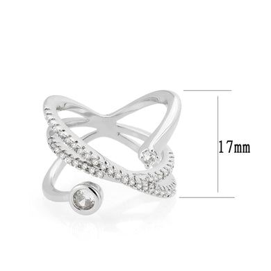 3W1766 - Imitation Rhodium Brass Ring with AAA Grade CZ in Clear