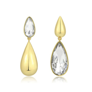 3W1767G - Flash Gold Brass Earring with Top Grade Crystal in Clear