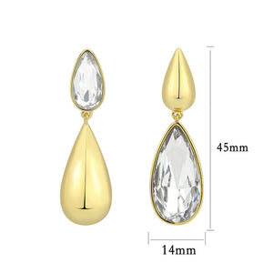 3W1767G - Flash Gold Brass Earring with Top Grade Crystal in Clear