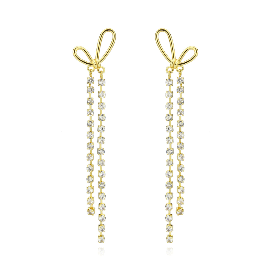 3W1768G - Flash Gold Brass Earring with Top Grade Crystal in Clear