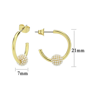 3W1774 - Flash Gold Brass Earring with Synthetic in White