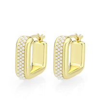 Load image into Gallery viewer, 3W1776 - Flash Gold Brass Earring with Synthetic in White