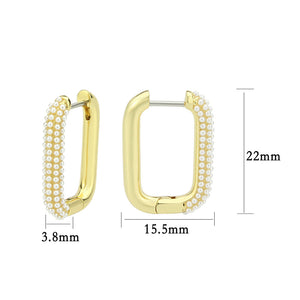 3W1777 - Flash Gold Brass Earring with Synthetic in White