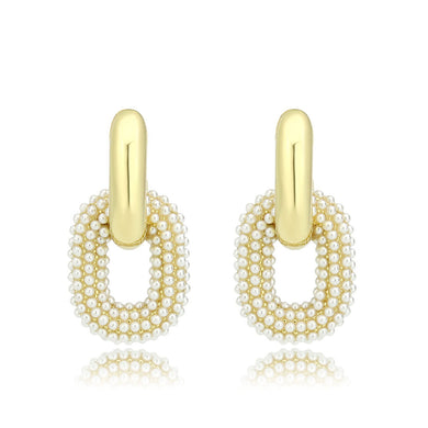 3W1778 - Flash Gold Brass Earring with Synthetic in White