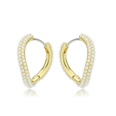 3W1779 - Flash Gold Brass Earring with Synthetic in White