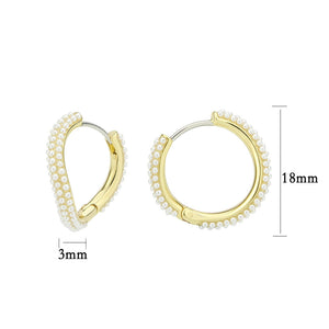 3W1779 - Flash Gold Brass Earring with Synthetic in White