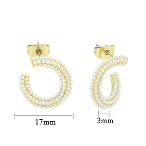 3W1780 - Flash Gold Brass Earring with Synthetic in White