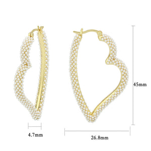 3W1781 - Flash Gold Brass Earring with Synthetic in White