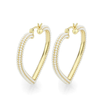3W1782 - Flash Gold Brass Earring with Synthetic in White
