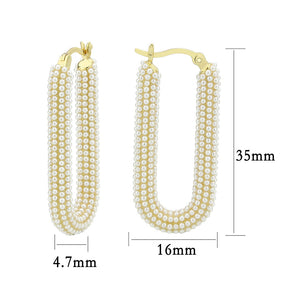 3W1783 - Flash Gold Brass Earring with Synthetic in White