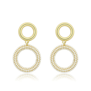3W1784 - Flash Gold Brass Earring with Synthetic in White