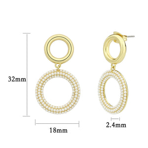 3W1784 - Flash Gold Brass Earring with Synthetic in White