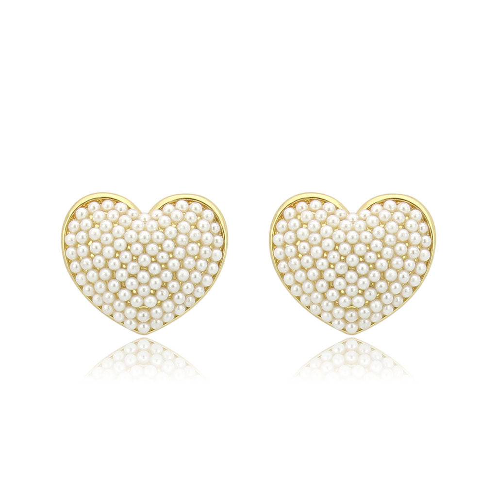 3W1787 - Flash Gold Brass Earring with Synthetic in White