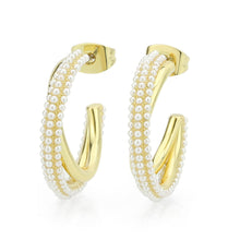 Load image into Gallery viewer, 3W1788 - Flash Gold Brass Earring with Synthetic in White