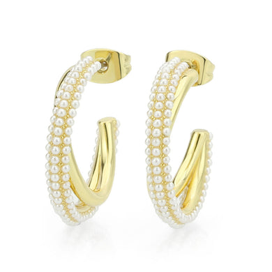 3W1788 - Flash Gold Brass Earring with Synthetic in White