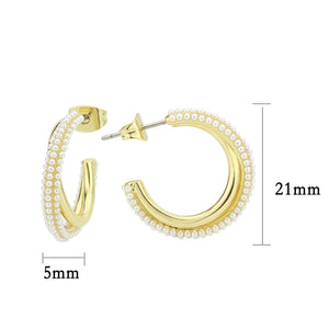 3W1788 - Flash Gold Brass Earring with Synthetic in White
