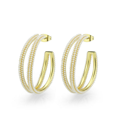 3W1789 - Flash Gold Brass Earring with Synthetic in White