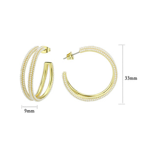 3W1789 - Flash Gold Brass Earring with Synthetic in White