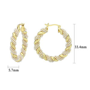 3W1790 - Flash Gold Brass Earring with Synthetic in White