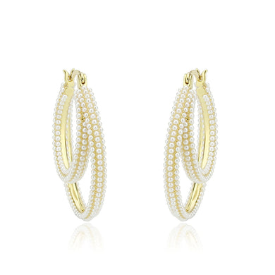 3W1791 - Flash Gold Brass Earring with Synthetic in White
