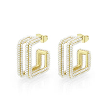 Load image into Gallery viewer, 3W1794 - Flash Gold Brass Earring with Synthetic in White