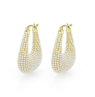 3W1795 - Flash Gold Brass Earring with Synthetic in White