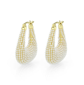 3W1795 - Flash Gold Brass Earring with Synthetic in White