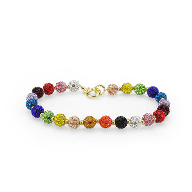 3W1796 - Gold Brass Bracelet with Top Grade Crystal in MultiColor