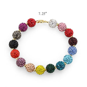 3W1797 - Gold Brass Bracelet with Top Grade Crystal in MultiColor