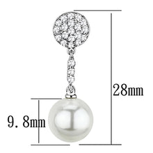 Load image into Gallery viewer, 3W350 - Rhodium Brass Earrings with Synthetic Pearl in White