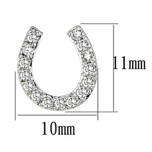 3W371 - Rhodium Brass Earrings with AAA Grade CZ  in Clear