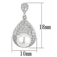 Load image into Gallery viewer, 3W384 - Rhodium Brass Earrings with Synthetic Pearl in White